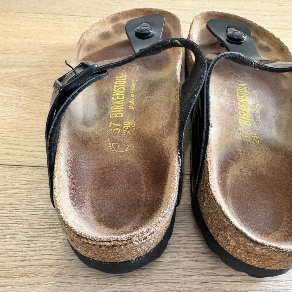 Birken Gizeh Black Thong Sandal Size 37 / US 6